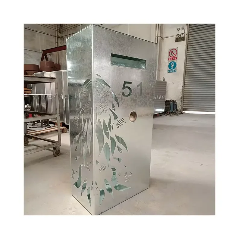 Freestanding Metal Post Box with LED Lighted House Number - Secure & Modern