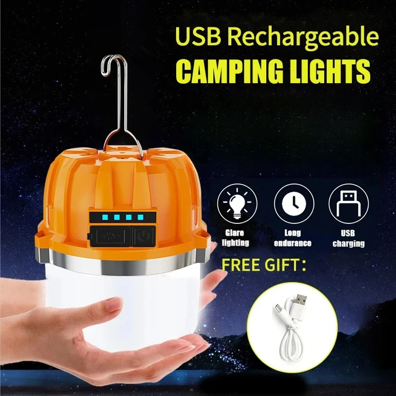 

LED Camping Light USB Rechargeable Lighting with Built-in Battery Outdoor Camping Tent Hanging Light, Emergency Power Bank