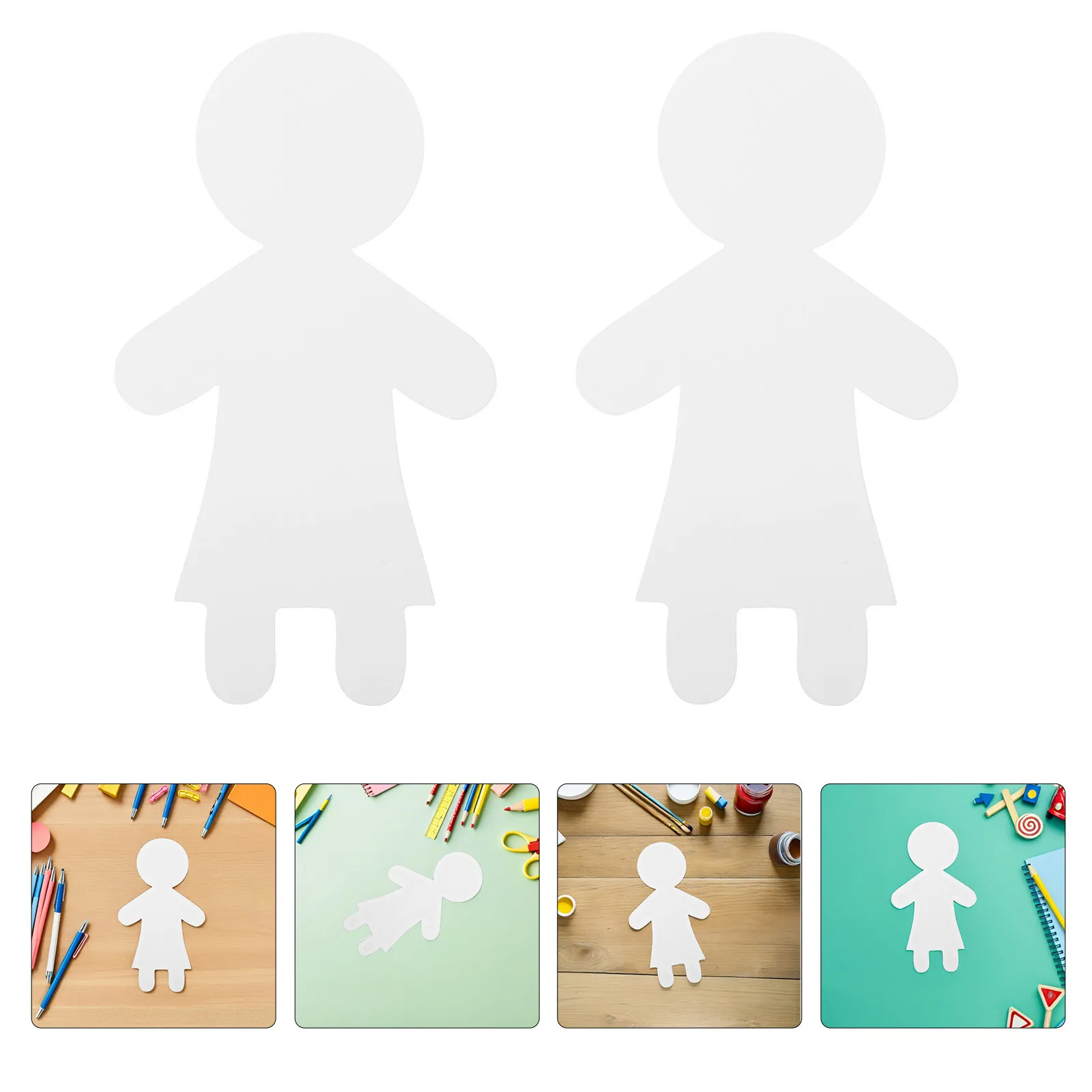 40Pcs Unpainted Paper Human Cutouts Kids Art Supplies Classroom Crafts Drawing Preschool Activities Blank Person Shapes