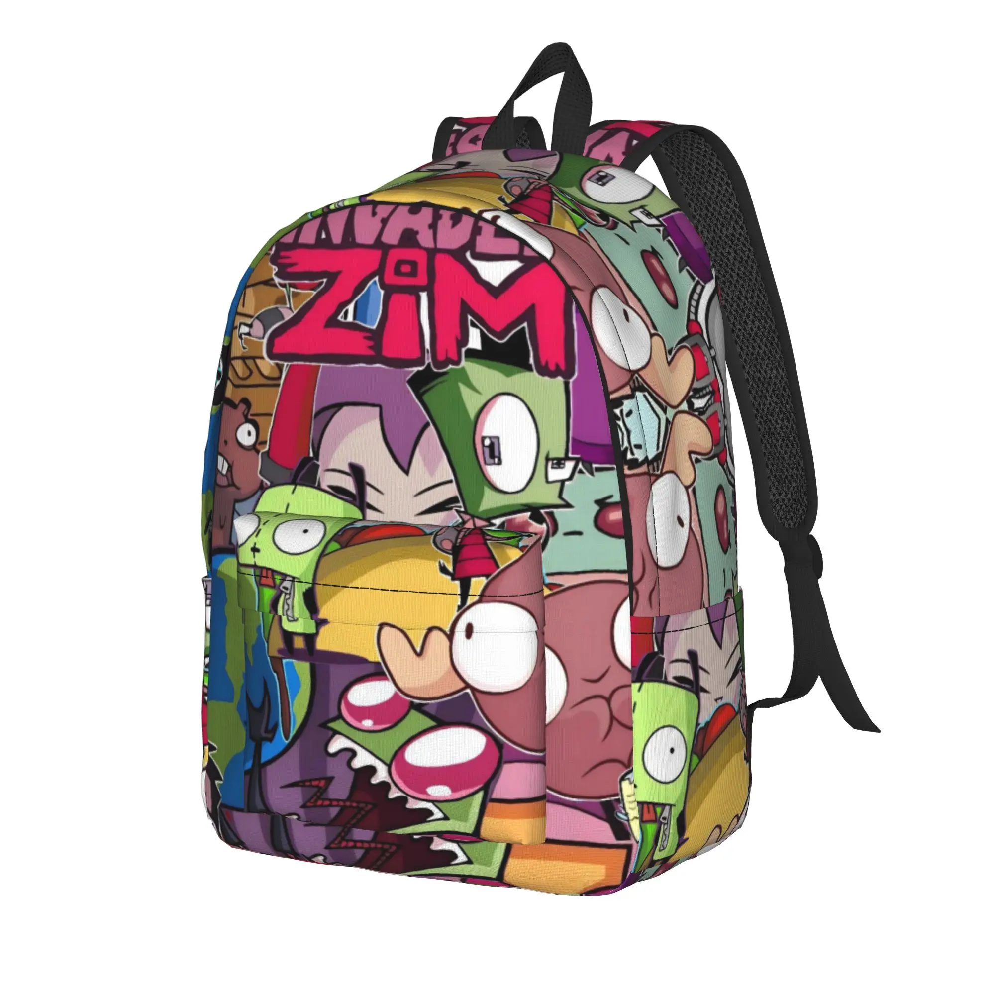 Invader Zim Gir Dib Robot Backpack American Animated  Teen Polyester Cycling Backpacks Soft Style High School Bags Rucksack