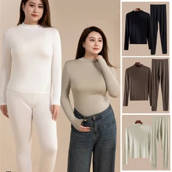 1pcs Women Autumn Long-sleeved T-shirt Thin Thermal Undercloths Set Plus Size Half High Collar Slim Fit Warm Underwear