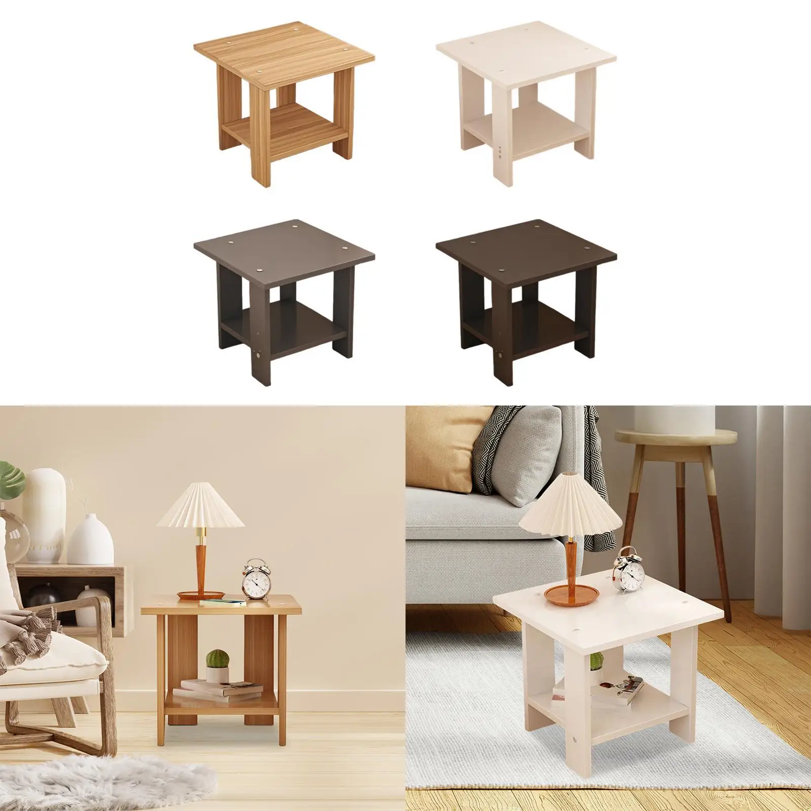 Table de chevet Table d'appoint de canapé à 2 niveaux Table basse multifonctionnelle