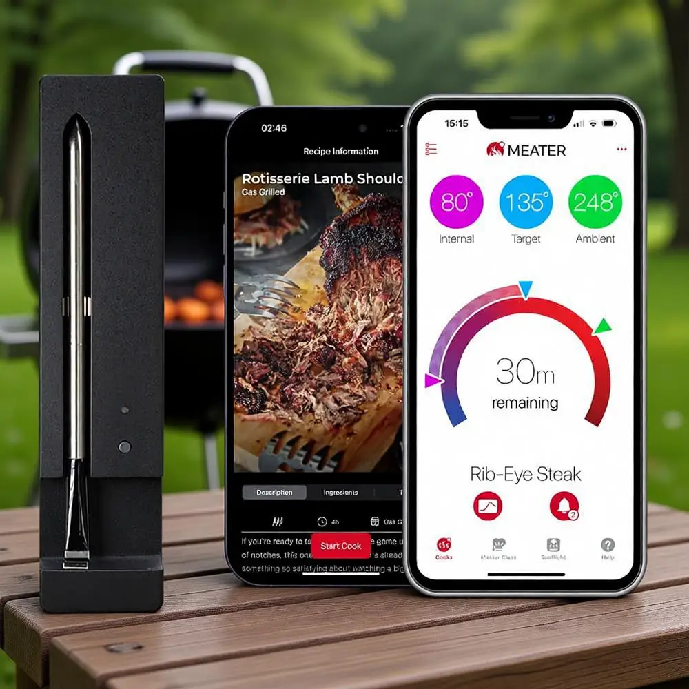 

Smart Bluetooth Meat Thermometer | Long-Range Wireless Probe for Cooking | Dual Sensor & Guided Cook System