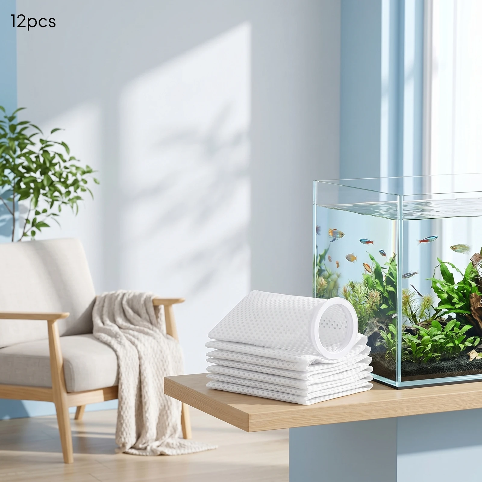 12 Pieces Aquarium Filter Bag with Rim Fine Mesh Aquarium Filter Bag Efficient Filtration Washable for Aquatic Keepers