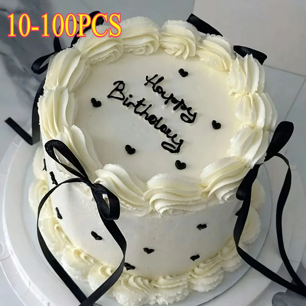 10-100pcs Elegant Black Bow Cake Topper Set Perfect for Weddings Birthdays Graduations Party Cake Dessert Baking Decoration