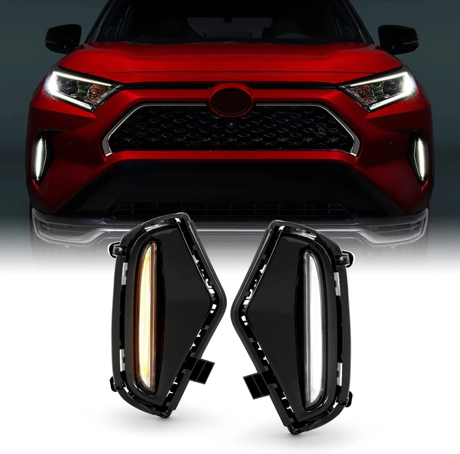 DRL Swicthback luz antiniebla intermitente para coche, luces de parachoques LED para RAV4 2019-2023 TO1038225,TO1039225,521280R150,521270R150 L & R