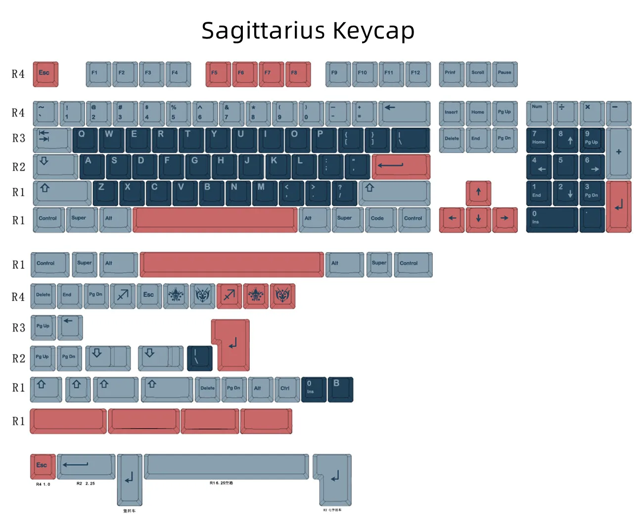 Sagittarius Keycap Set Monnai Theme Cherry Profile 143 Keys PBT DYE Sublimation For Wooting 60 GK64 Mechanical Keyboard