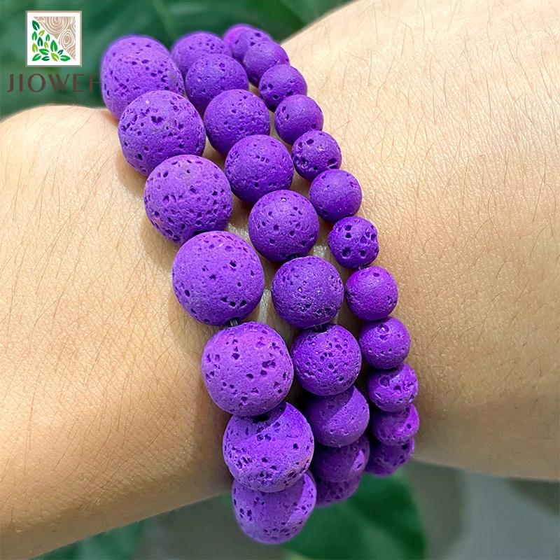 Natural Purple Lava Hematite Beads Round Volcanic Rock Beads DIY Bracelet Necklace For Jewelry Making 15\'\' Strand 4/6/8/10mm