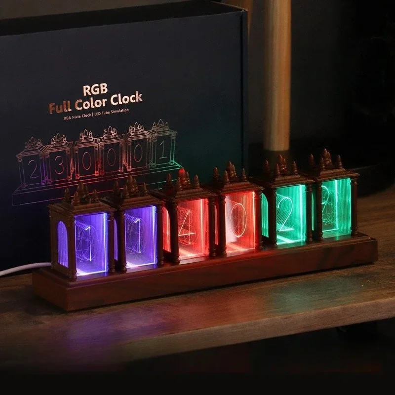 Glow Tube Table Clocks Diy Art Gift Clock Esports Tabletop RGB Retro Digital Clock Transparent Acrylic Decoration Timepiece