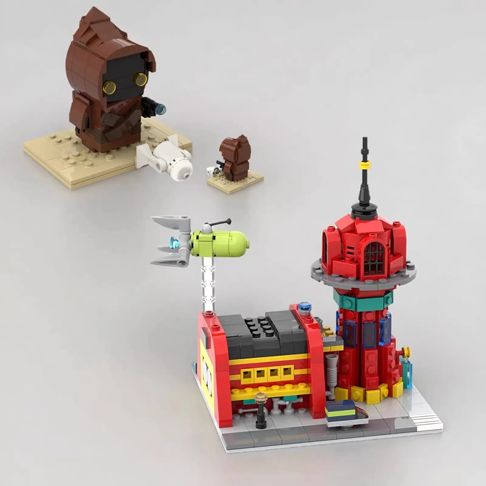 

MOC Space Wars Series Mini Jiawa Robe Doll Model Futuramaed Micro Planet Express Bases Building Blocks Boy's Toys Birthday Gift