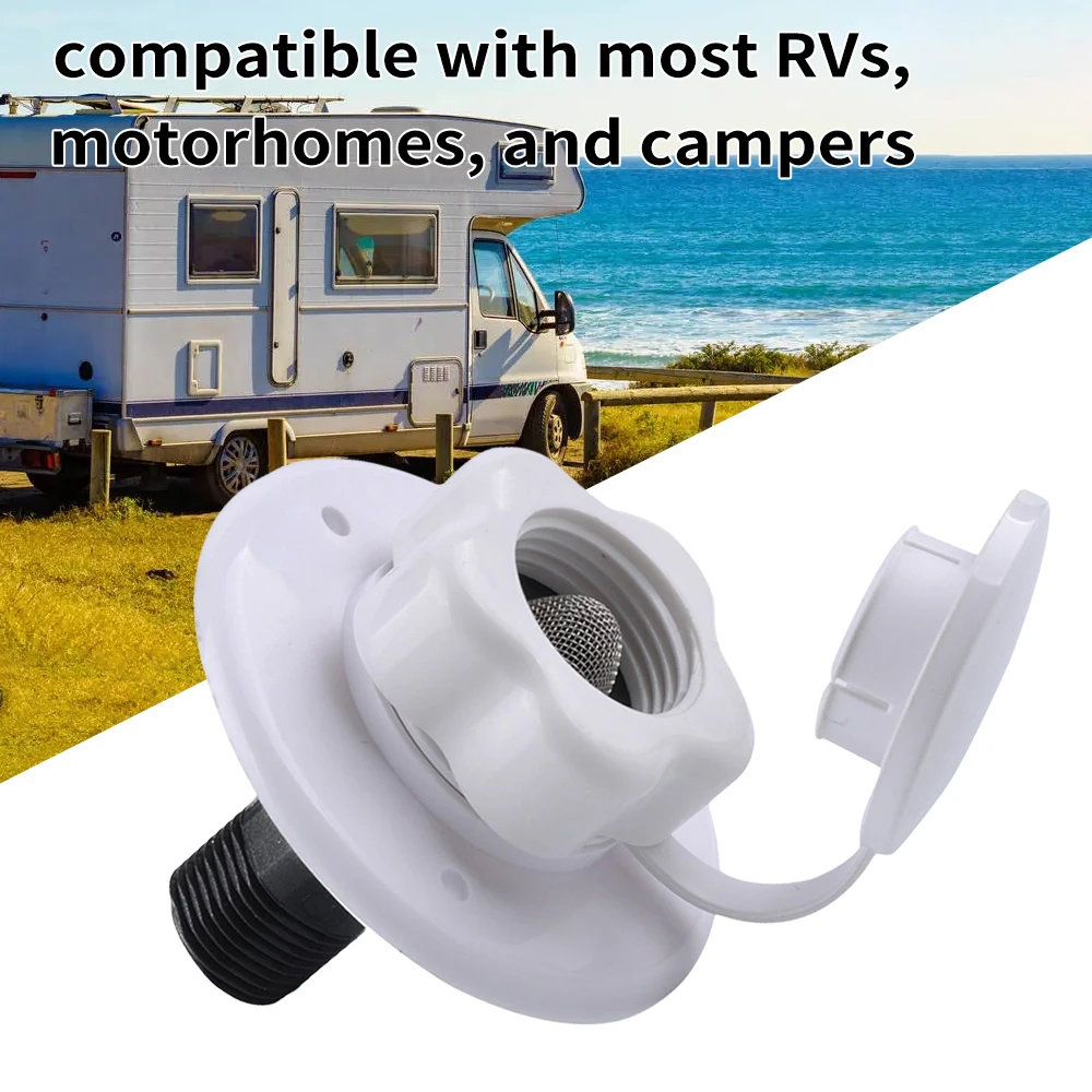 RV City Water Inlet with Check Valve One-way Water Valve Built-in Stainless Steel Filter Thread Diameter 19mm G1/2inch Suitable