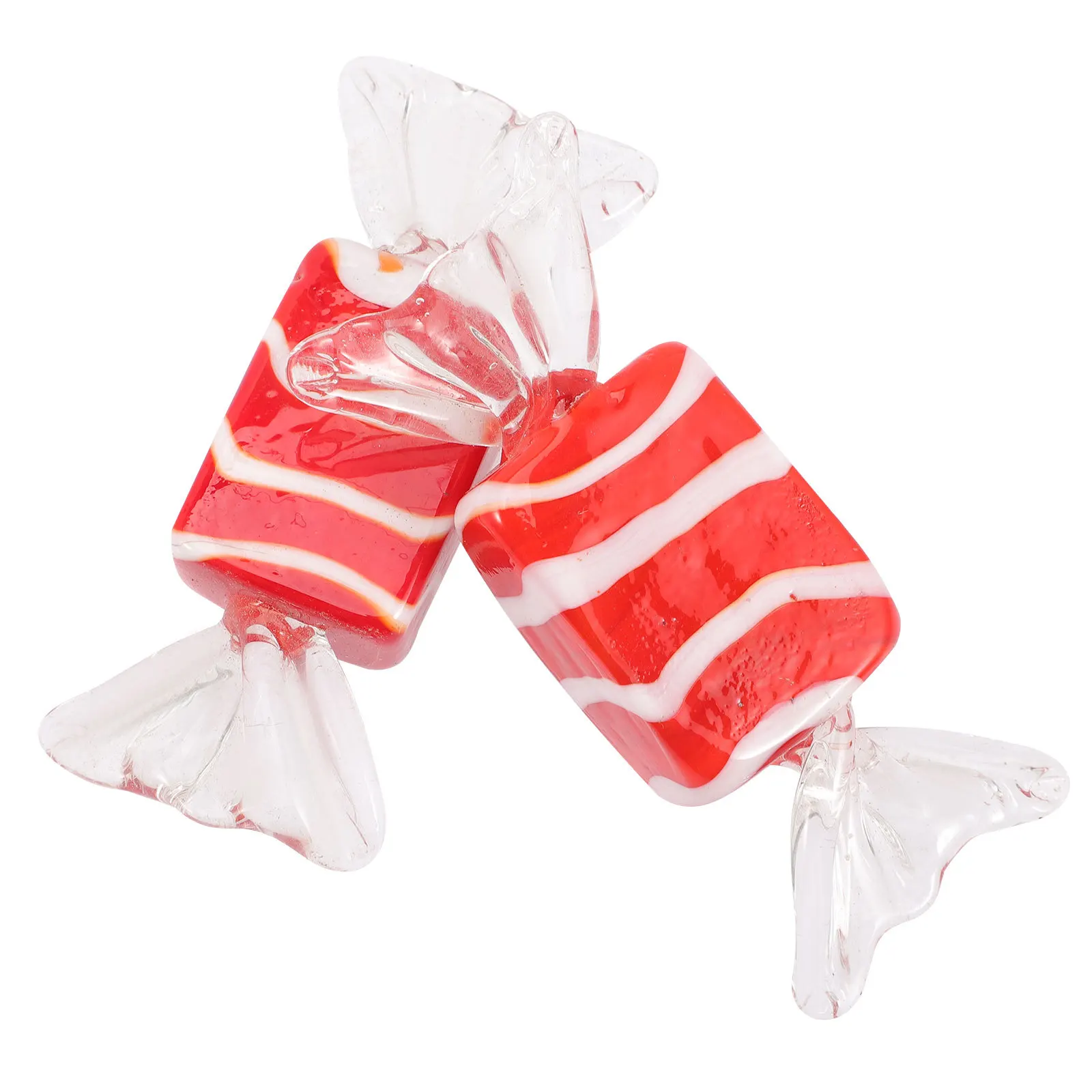 

2Pcs Glass Candy Decoration Adorns Home Office Desktop Christmas Festival Tabletop Ornament Colorful Glass Sweets Craft Display