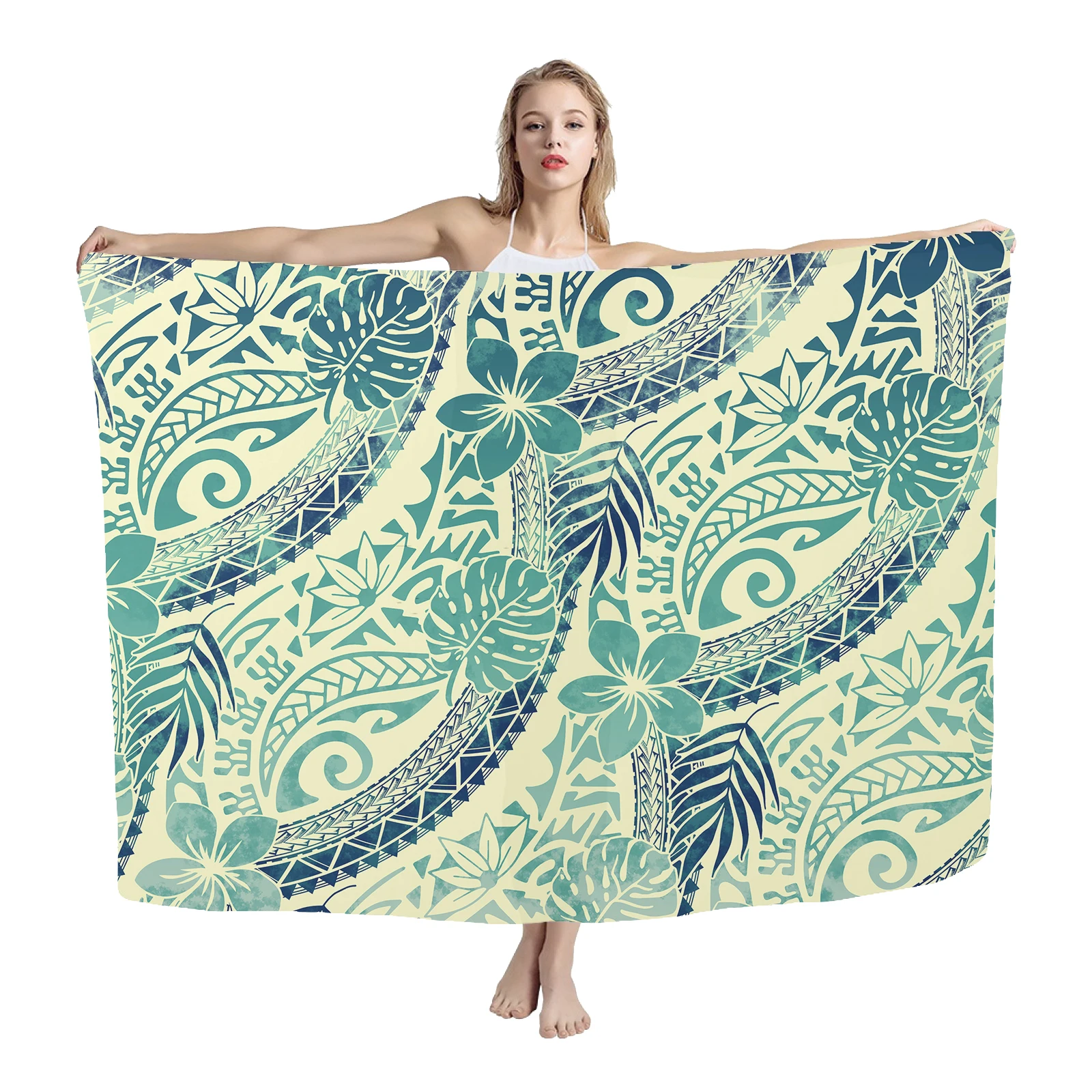 Summer Custom Sarong Rugby Team LOGO Polynesian Tribes Print Multi Wear Beach Sarong Swimsuit Wrap Lavalava Sarong Men Cover