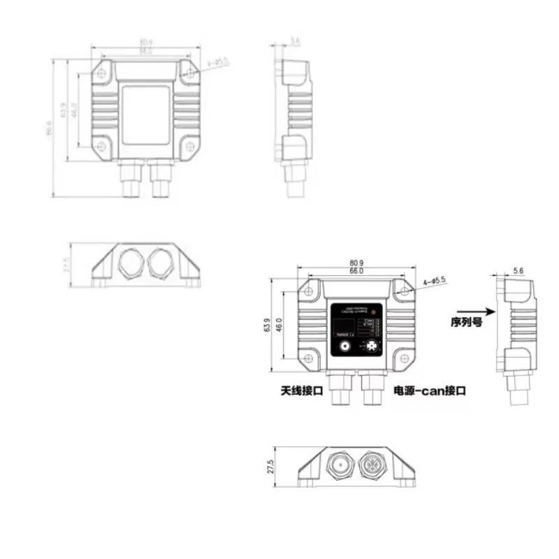 Small Industrial Remote Control Receiver 433Mhz CAN2.0 RS485 1NO1NC IP67 Durable and Efficient 9-36v