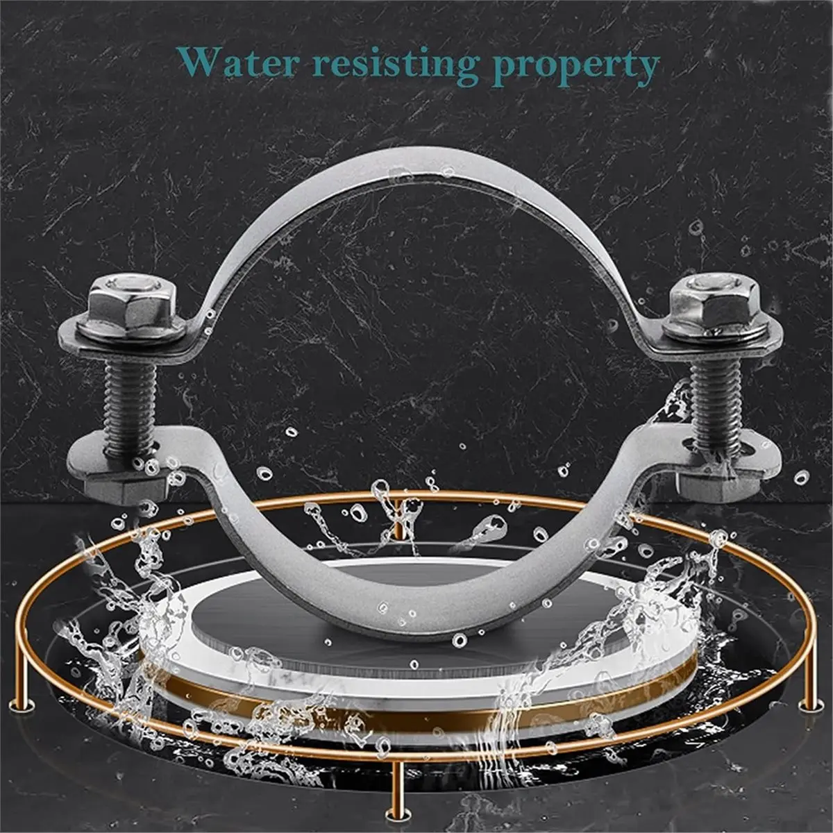 4 Pack 304 Stainless Steel 3-1/2 Inch Heavy Duty Rigid Handleless Flat Pipe Bracket Clamp for ID 88.9mm