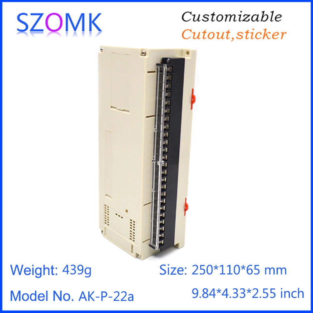 1Piece DIN Rail Plastic Enclosure for Electronics Plastic Box PLC Electronic Device Housing with Connectors