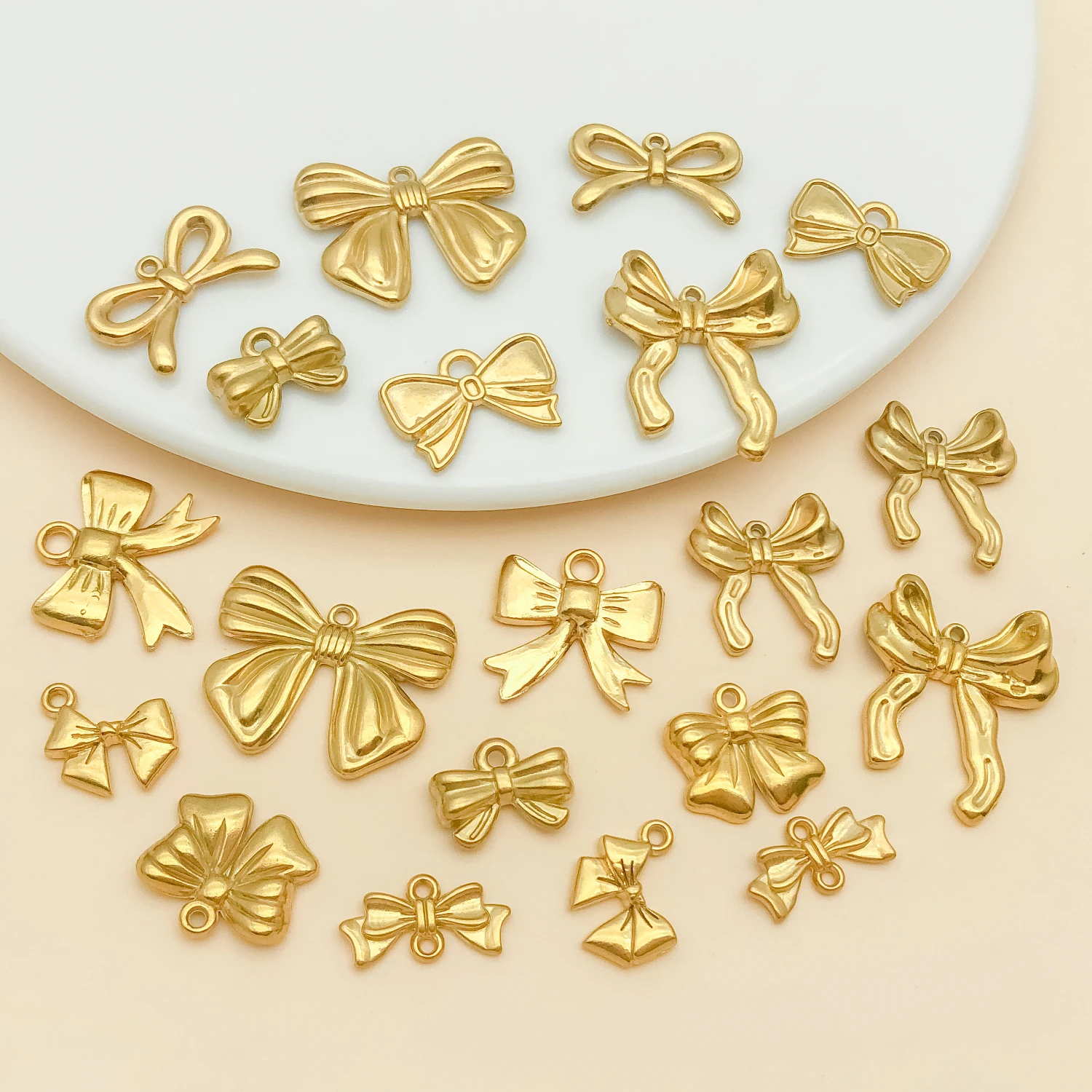2pcs Stainless steel golden bow Pendant Jewelry Making DIY Earrings Charms for Jewelry Bracelets Necklace