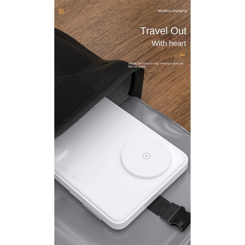 Wireless Charging Dock with LED Night Light and Foldable Design, for Fast Charging for and Watches White-ABFB view 5