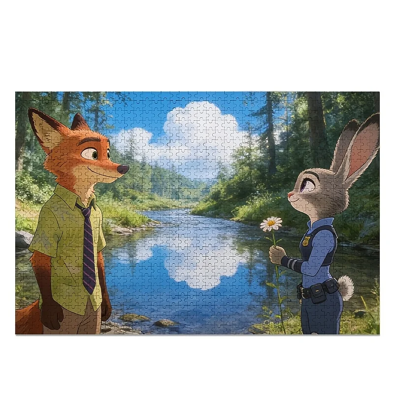 Puzzle de 1000 pièces Disney Zootopia Judy & Nick Wilde - Jeu de ville adapté aux adultes, défi d'anniversaire, casse-tête