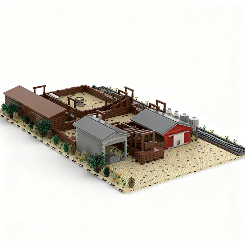 9175pcs MOC Railroad Stock Yard Model Building Blocks Construction Toys Christmas Gift Assemble DIY Creative Birthday Brick