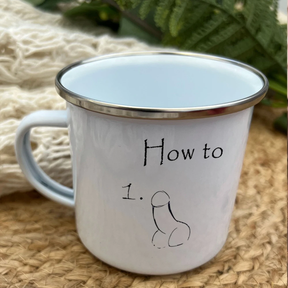 how to draw a cat enamel mug 11oz funny camping beer cup man boy friends birthday gift mug