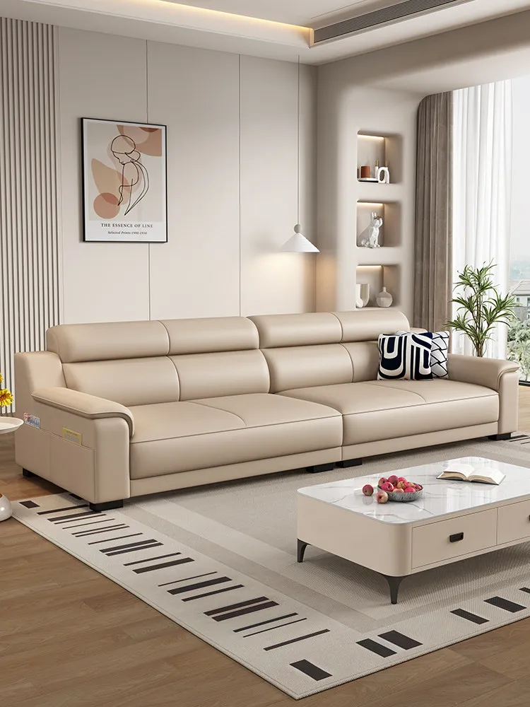 CX modern simple cat scratching leather living room small apartment straight three-person leather sofa
