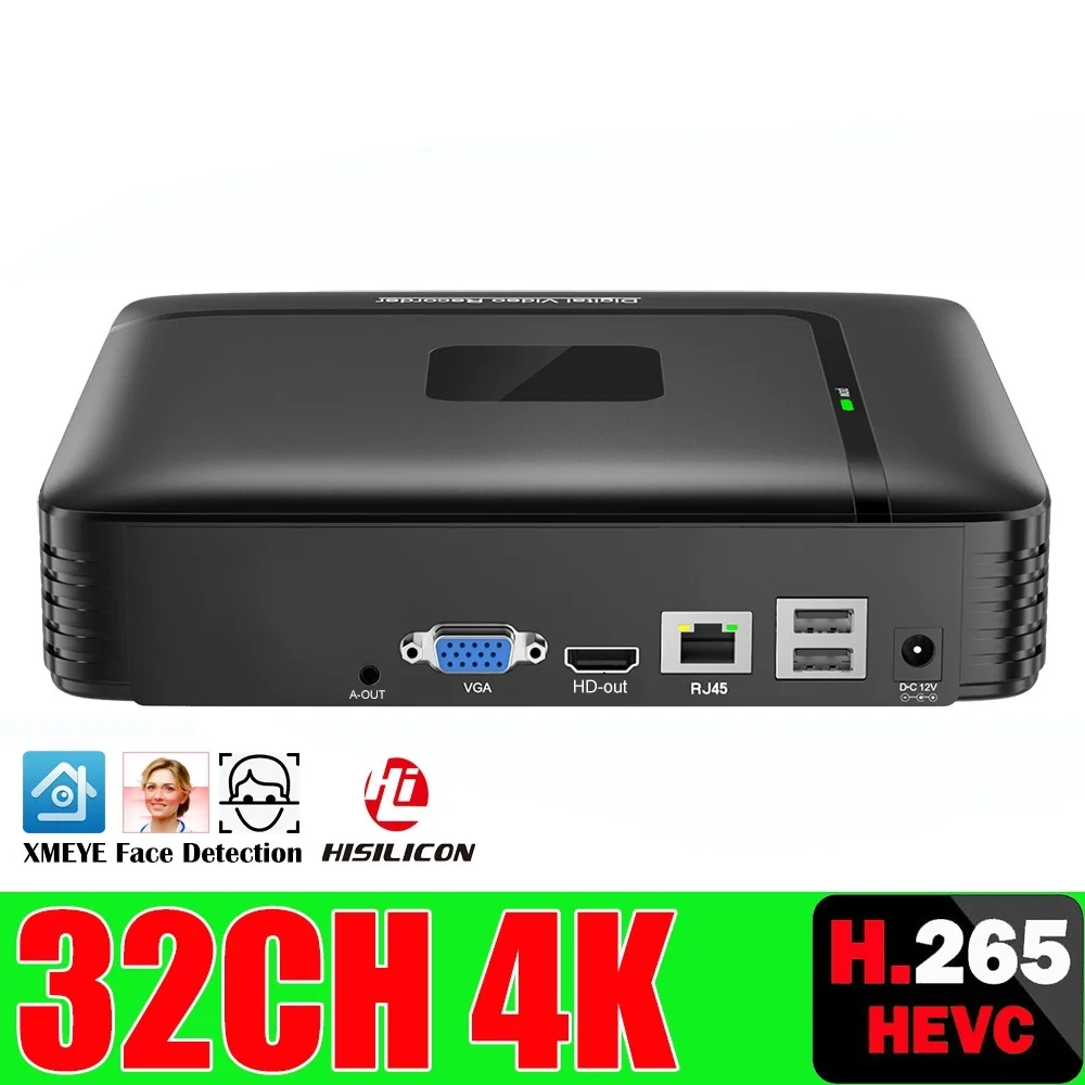 

New H.265 Max 4K Output CCTV NVR 10CH 16CH 4K/ 9CH 32CH 4K Security Video Recorder H.265 Motion Detect P2P CCTV NVR Face