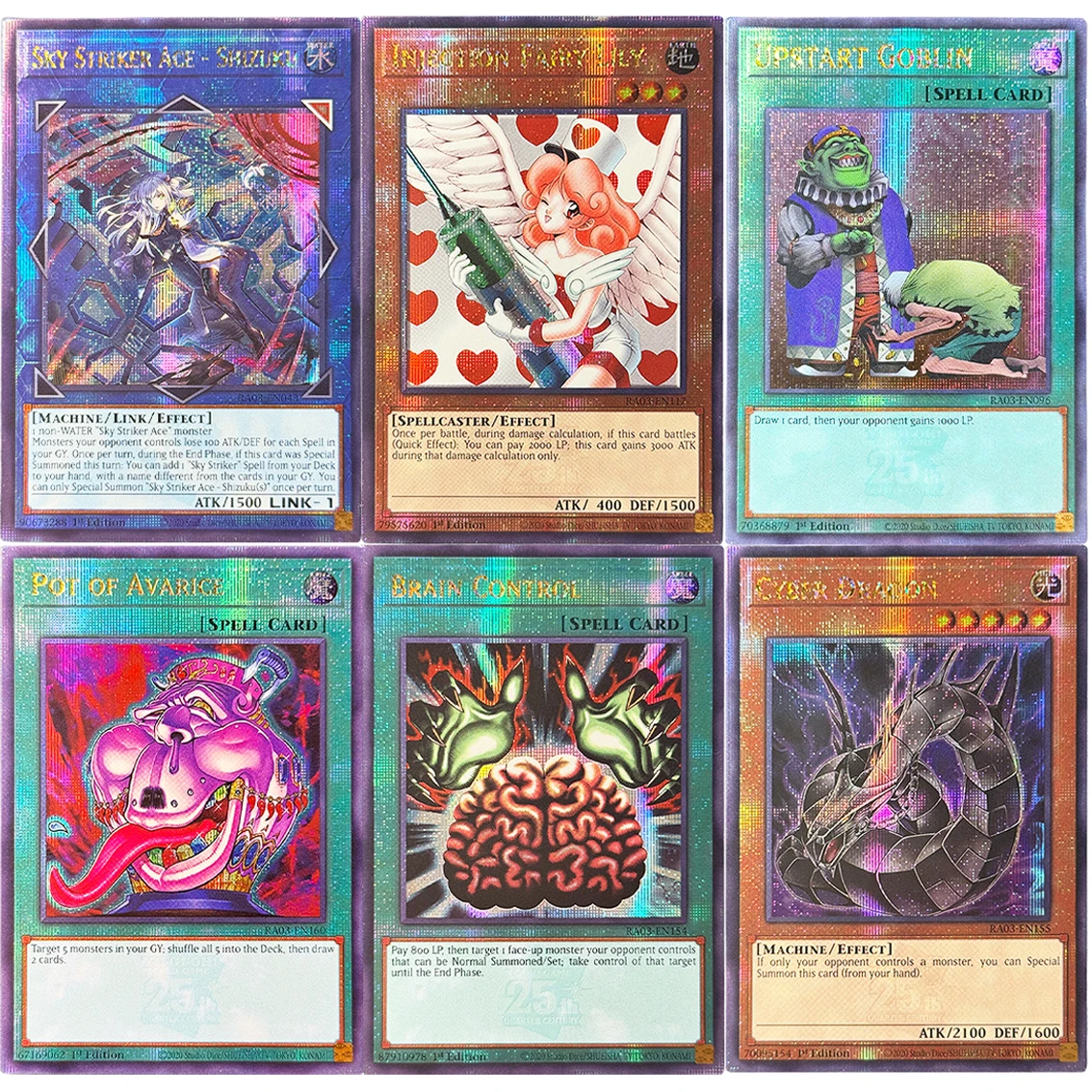 YuGiOh RA03-series English Proxy QCSCR Game Cards Cyber Dragon Brain Control Pot of Avarice Upstart Goblin Injection Fairy Lily