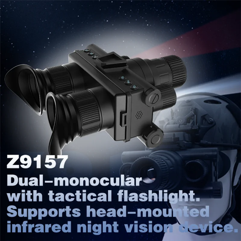 Binocolo da caccia per visione notturna 4K Gen 2/3 600m casco montato sulla testa 8x Zoom NG occhiali per visione notturna con torcia tattica