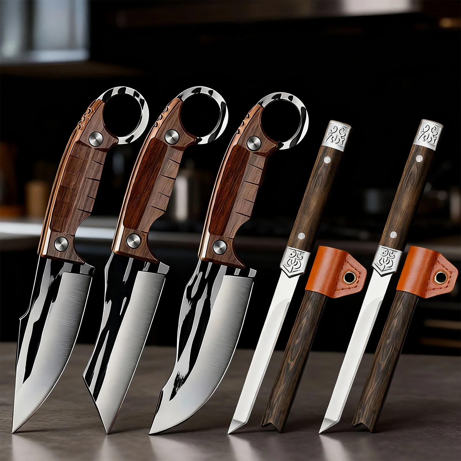 

A 5-piece Set of Forged Boning Knives Slicing Knives Meat Cutting Knives Fruit Knives and Sharp Blades