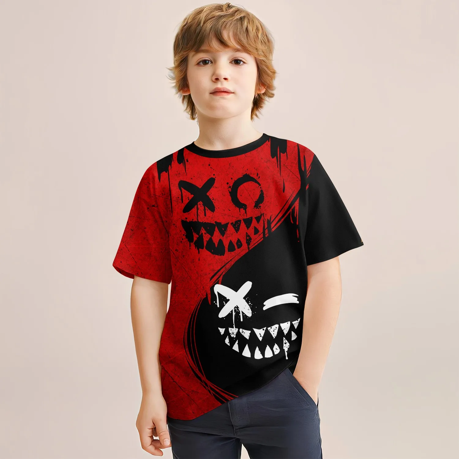 Trend Style Children's Grimace 3d Printed Tops Summer Kids Loose Short-Sleeved 4-14 Year Old Boys Girls Teenagers Casual Clothes