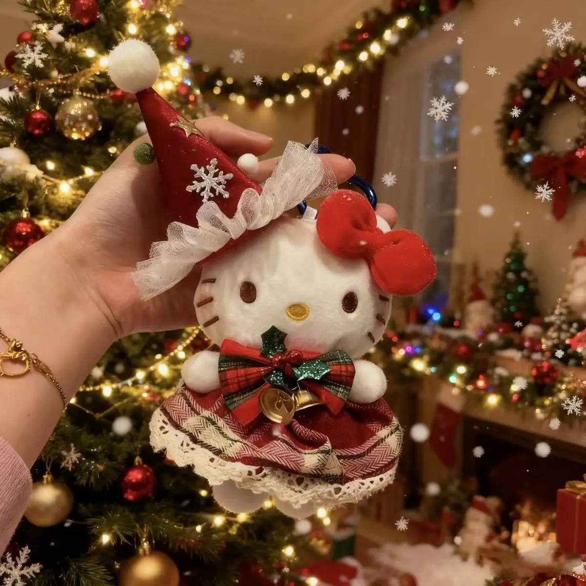 Sanrio Hello Kitty Niedlicher Cartoon Weihnachtsmann Herbst Winter Plüsch Schlüsselanhänger Paket Ornament Freund Mädchen Geburtstag Weihnachtsgeschenke