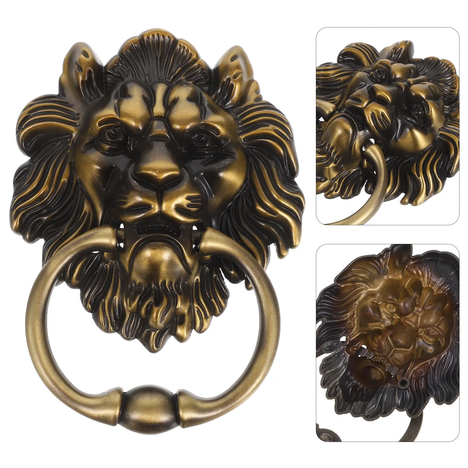 

Decor Cupboard Handles Antique Lion Head Door Knocker Decorative Front Door Cabinet Pull Dark Green Chinese Style