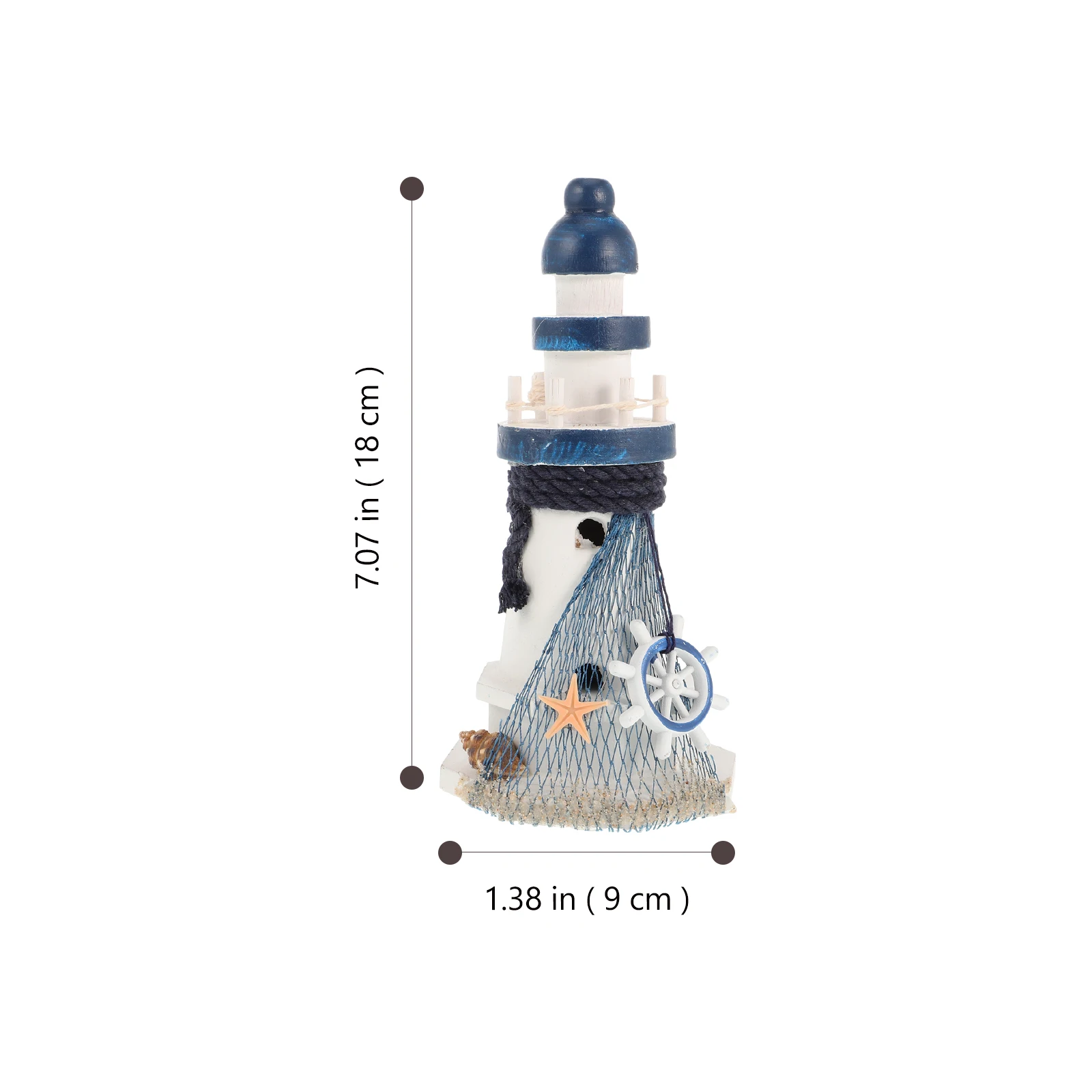 Retro Style Wooden Lighthouse Ornament Home Office Decor Navy Blue Bedroom Figurine Wood Decoration Coastal Theme Nautical Party