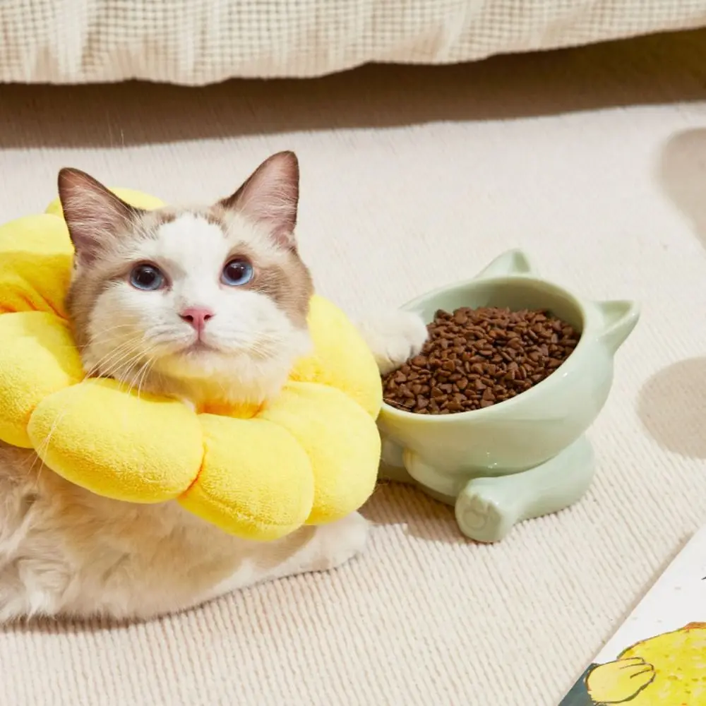 

Ceramic Cat Bowl Slanted Mouth Multi-use Dog Food Feeding Basin Large Capacity Anti Tipping Pet High Foot Bowl Water Container