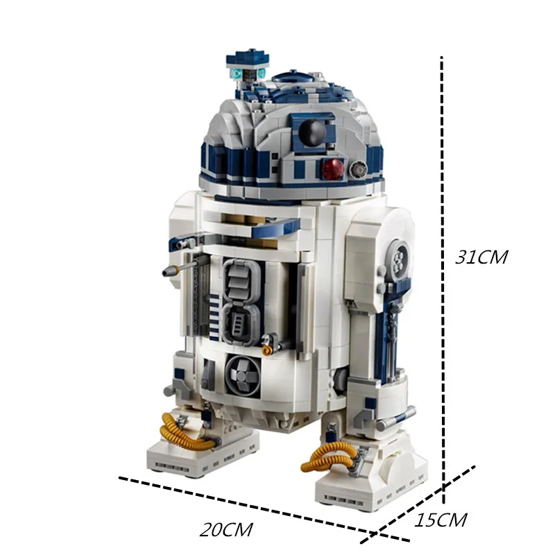 New 2314Pcs Robot Space Union Figures Moc R2D2 R2-D2 Building Blocks Bricks Toys Adult Birthday Christmas Gifts 75308