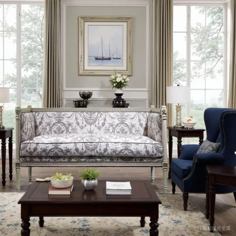 Simple fabric soft bag sofa European simple high-end indoor double sofa