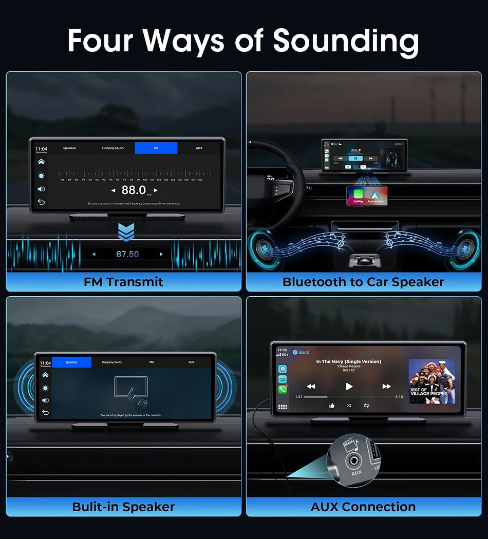 11,26 Zoll Dash Cam Auto DVR 4K Kamera Wireless Carplay Android Auto Touchscreen Dual Len Video Recorder Dashboard BT FM AUX GPS – Detail 13