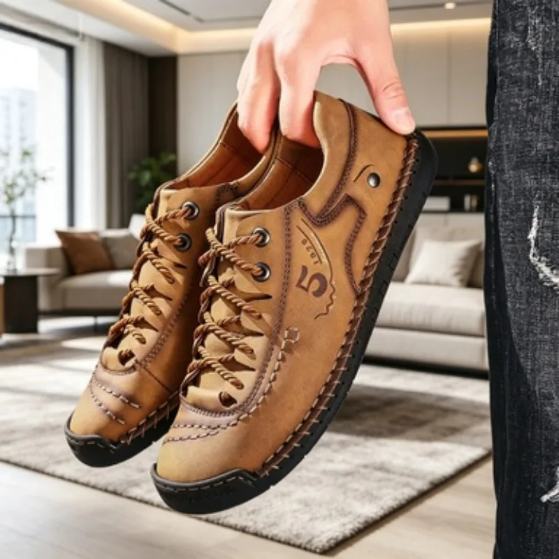 

New Men Leather Casual Shoes Outdoor Comfortable High Quality Fashion Soft Homme Classic Ankle Non-slip Flats Moccasin Trend