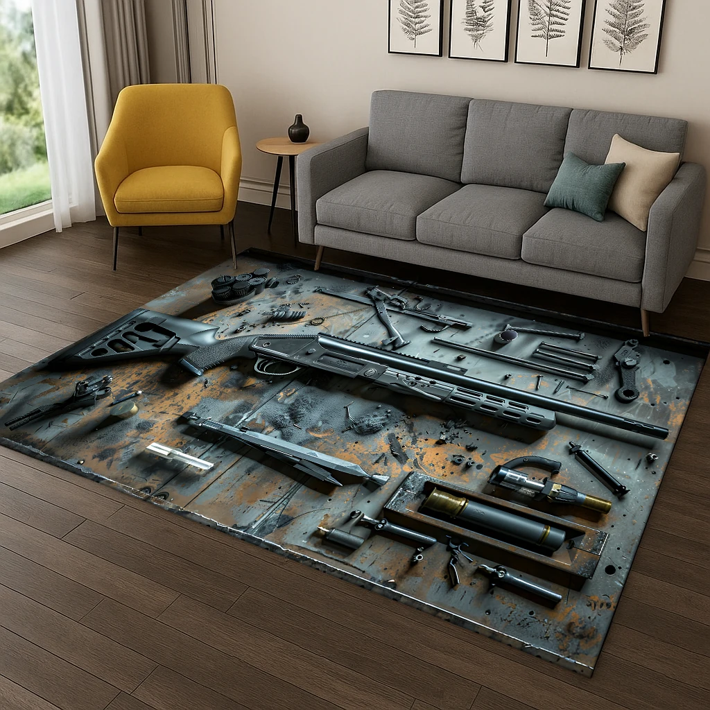 

Military Guns Firearms Set Carpet Rug Mat for Home Bedroom Living Room Sofa Doormat Kitchen Decor,Kid Play Non-slip Area Rug
