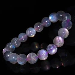 Natural Purple Labradorite Clear Round Beads Bracelet Labradorite 8mm Women Men Grey Moonstone AAAAAAA