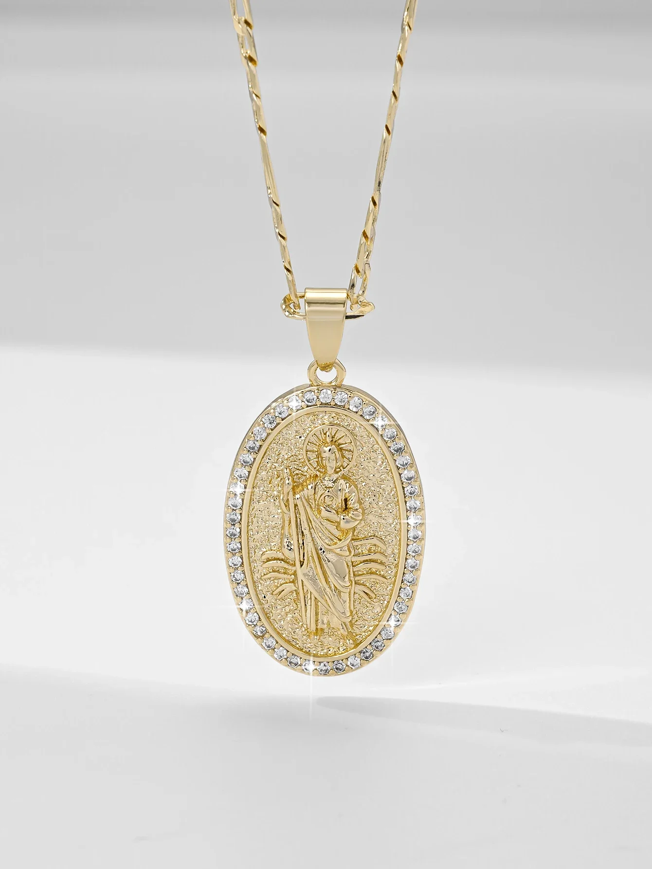 Judas Saint Guardian Necklace 14K Gold Plated Zircon Pendant Symbol of Faith Essential Necklace for Catholics