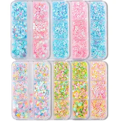 1 scatola farfalla cuore stella varie forme Nail Art paillettes Glitter per unghie fiocchi decorazioni per Manicure fai da te