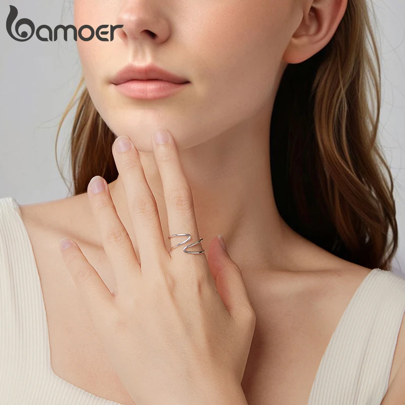 Women's 925 Sterling Silver Two-Layered Cross Open Ring