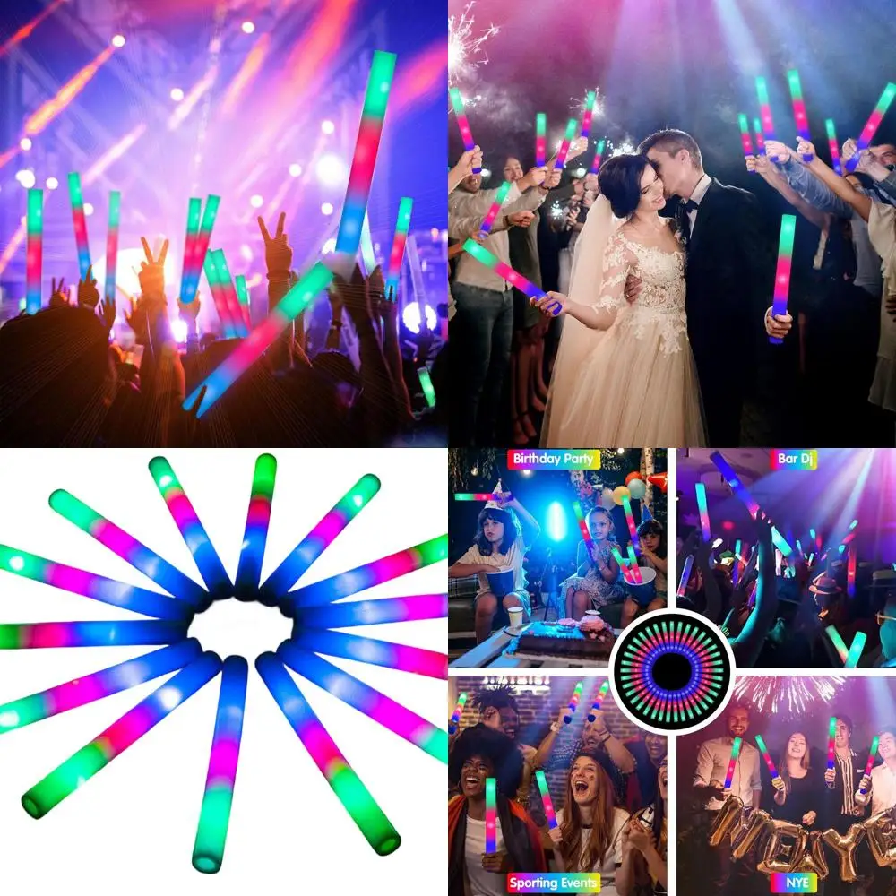 

Светодиодные светящиеся палочки оптом, набор для вечеринок, 105 штук, 3 разных цвета, идеально подходят для вечеринок, свадеб, 4 июля, дней рождения, рейвов, концертов