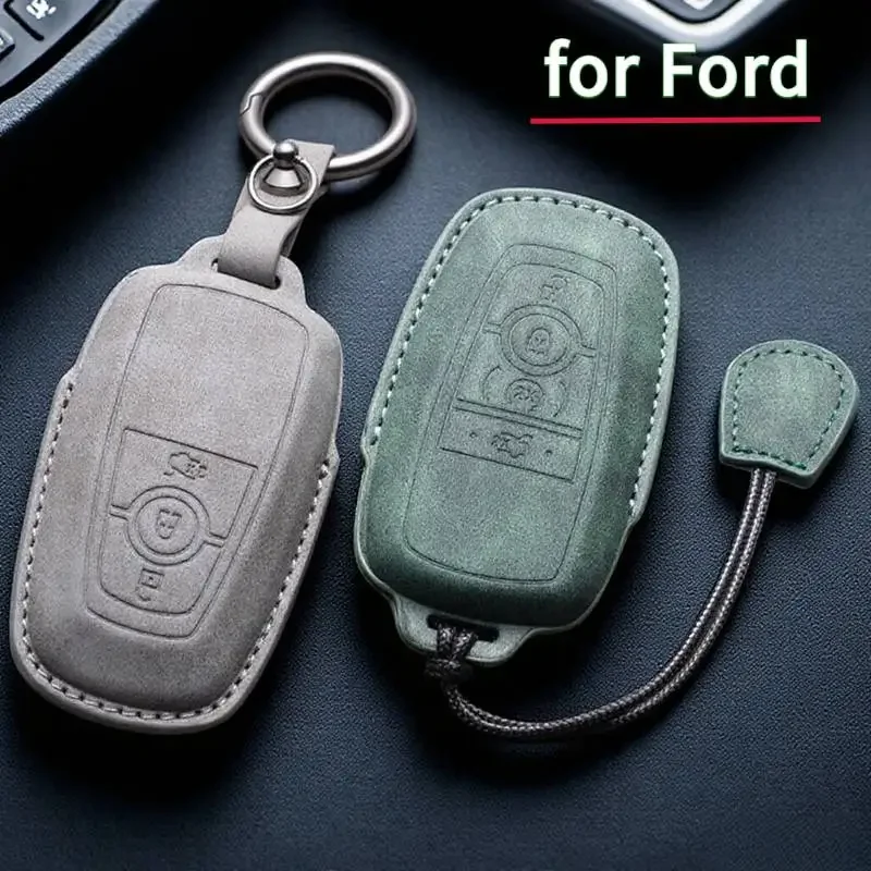 

Car Remote Key Case Cover Holder for Ford Raptor F150 Edge Fusion Mustang Explorer F150 F250 F350 Ecosport Leahter Keychain Fob