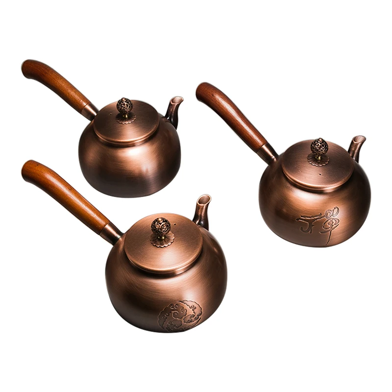 

Side Handle Copper Pot Hand Brew Tea Kettle Thickened Tea Brewing Pot Household Wooden Handle Kung Fu Tea Set Tea Cooker