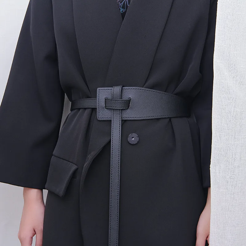 New Designer Belts For Women High Quality Knot Soft Pu Leather Long Waistband Female Waist Wide Coat Corset Belt Cummerbunds