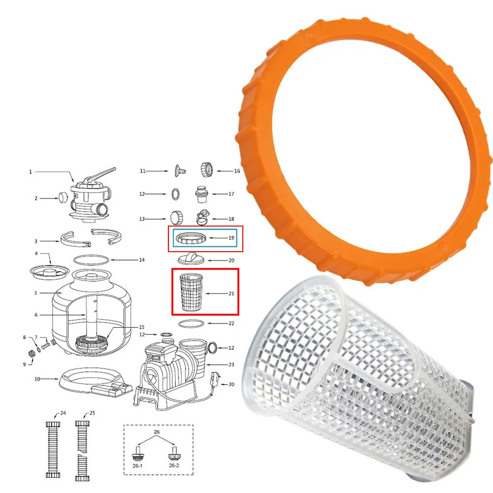 Sand Filter Pump Accessory Kit with P07018 Nut and P6562ASS16 Basket for Routine Maintenance and System Upgrades