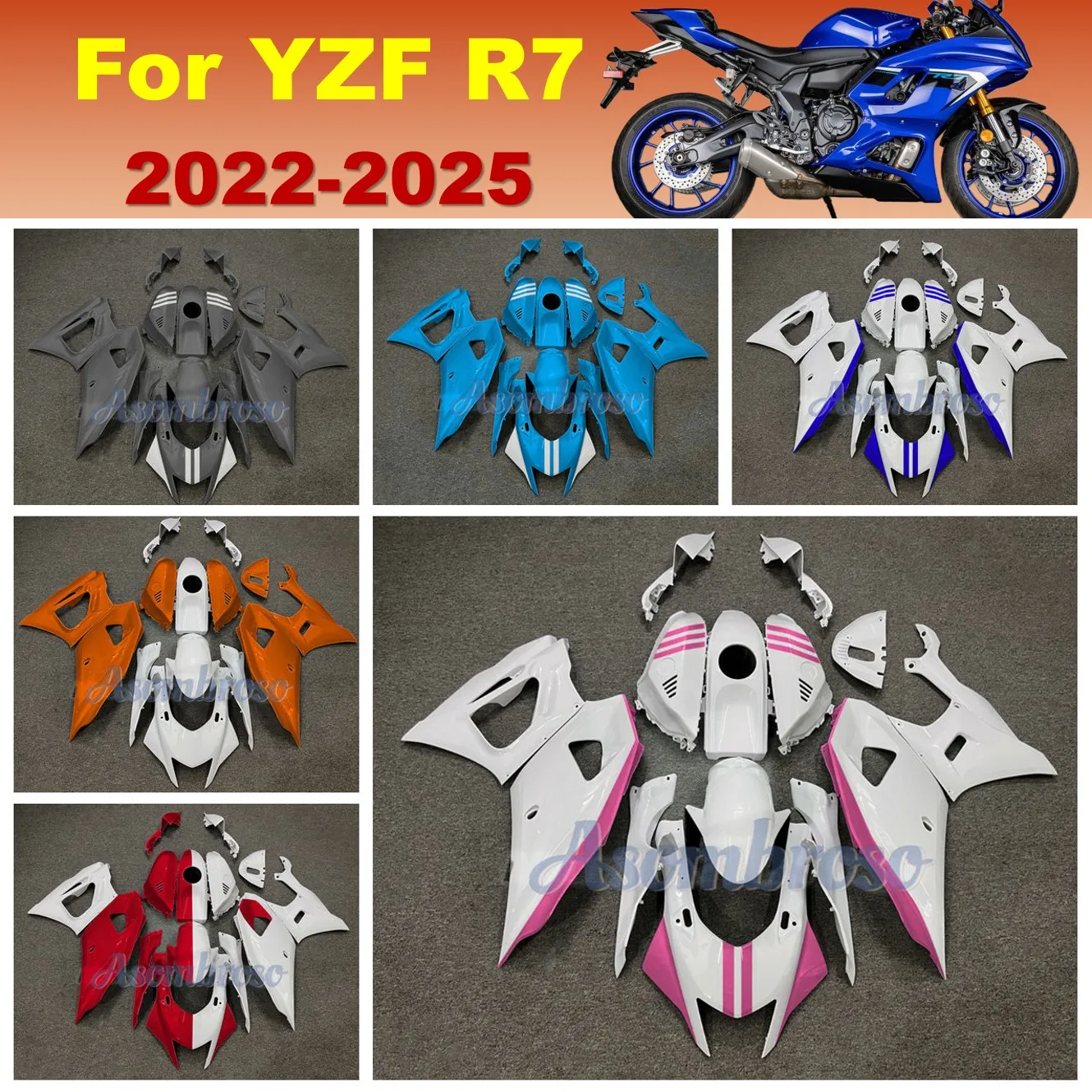 Custom ABS Plastic Bodywork set For Yamaha YZF R7 2022 2023 2024 2025 YZF-R7 Motorcycyle Fairing kit